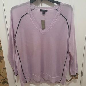 J. Crew Women's Lavender V-Neck Sweater 100% Merino Wool